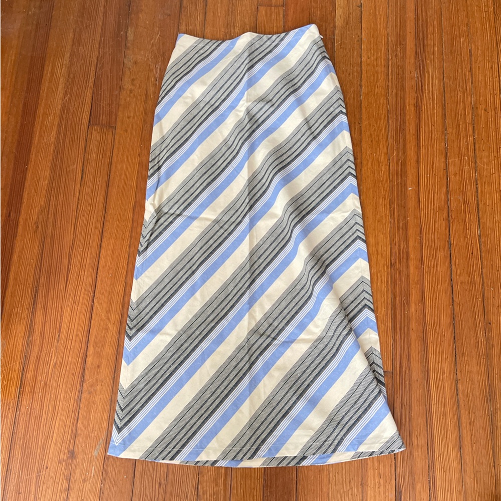 NWOT Faithfull the Brand Elisa Maxi Skirt in Marine Stripe Lilac Natural Tan - Picture 7 of 9